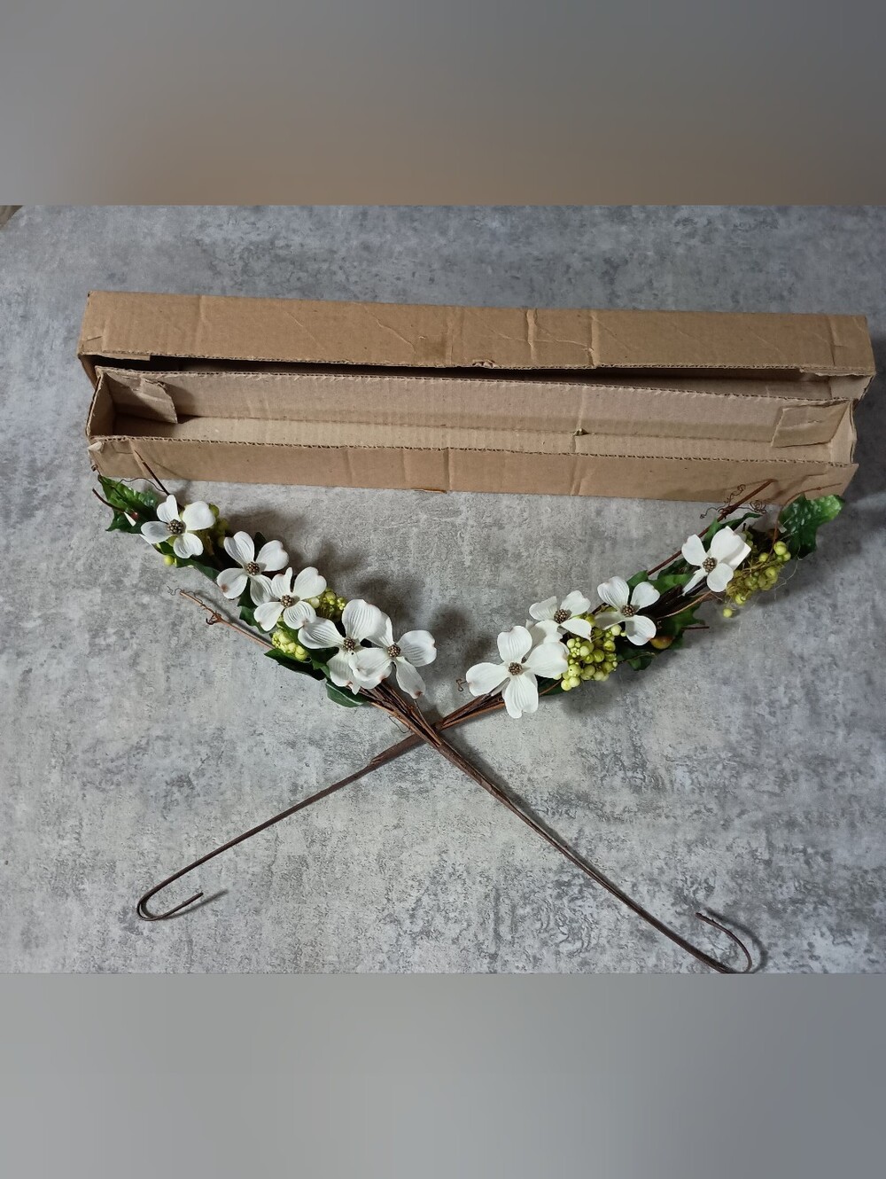 Home Interiors White Faux Dogwood Garland Pair